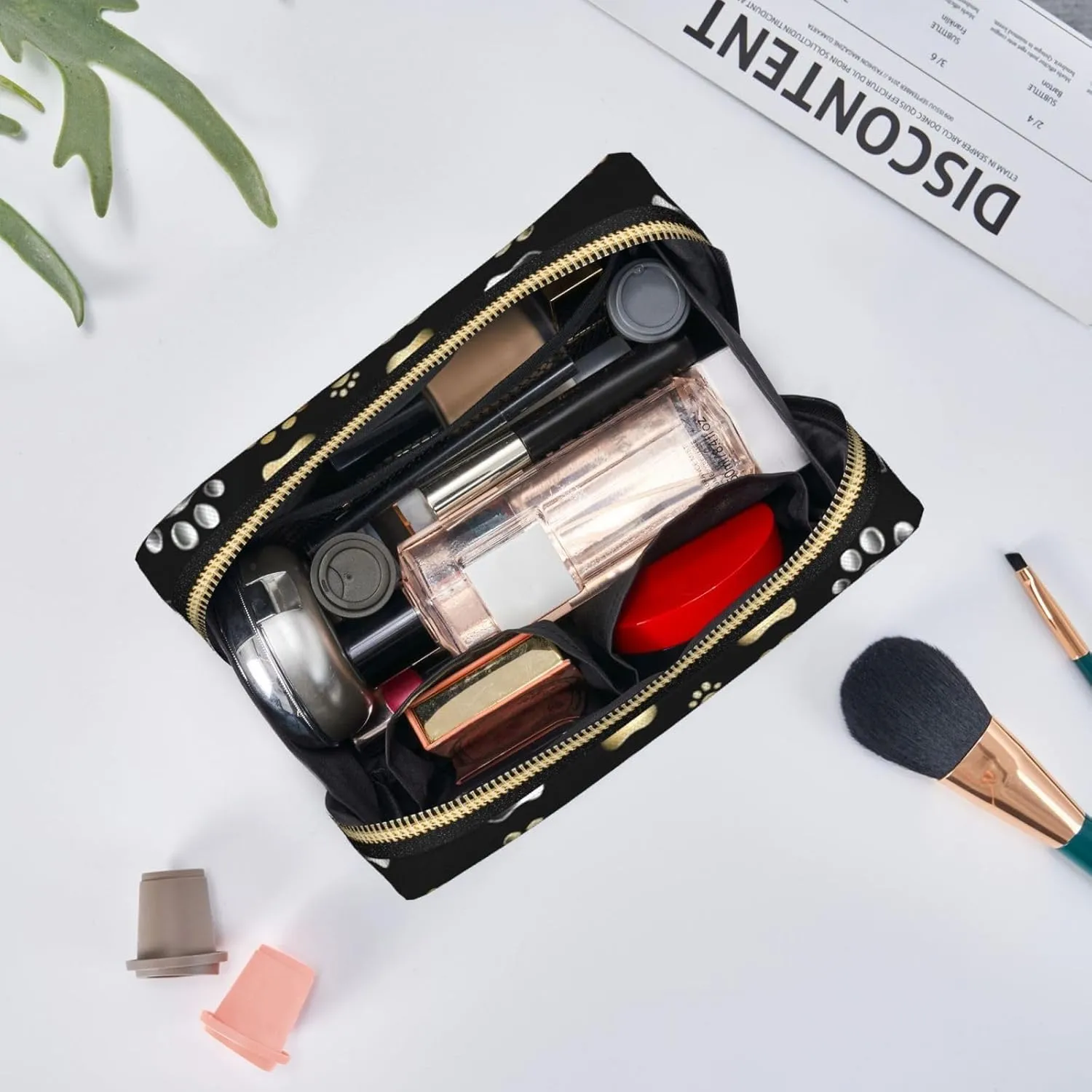 Dog Paw Prints Toiletry Pouch, Travel-Friendly Makeup Organizer For Makeup Brushes, Lipsticks