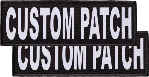 Dogline Custom Bright White Text Patch for Vest Harness Or Collar Customizable Text Personalized Patches with Hook Backing Name Service Dog in Training Emotional Support (2 Patches) - 4" x 11"