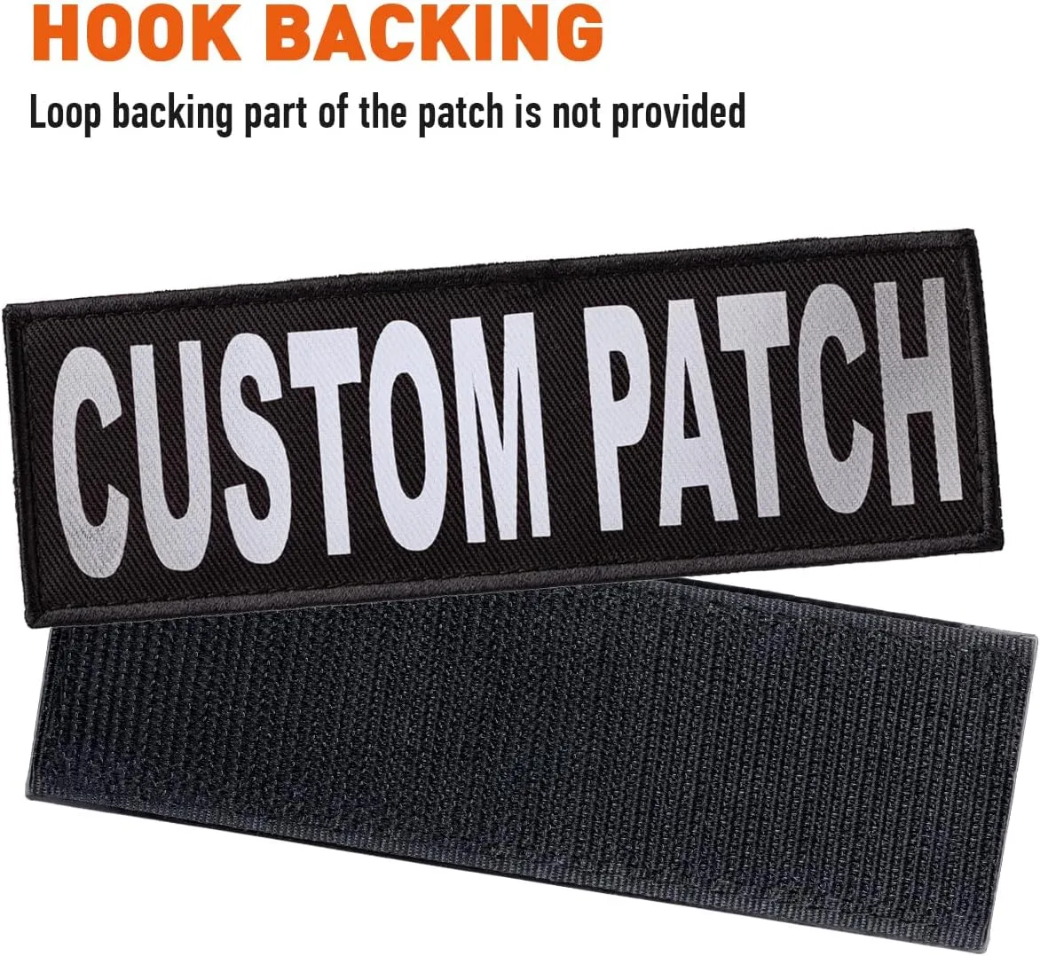 Dogline Custom Reflective Patch for Vest Harness Or Collar Customizable Text Personalized Patches with Hook Backing Name Service Dog in Training Emotional Support 2 Patches - 3" x 8"