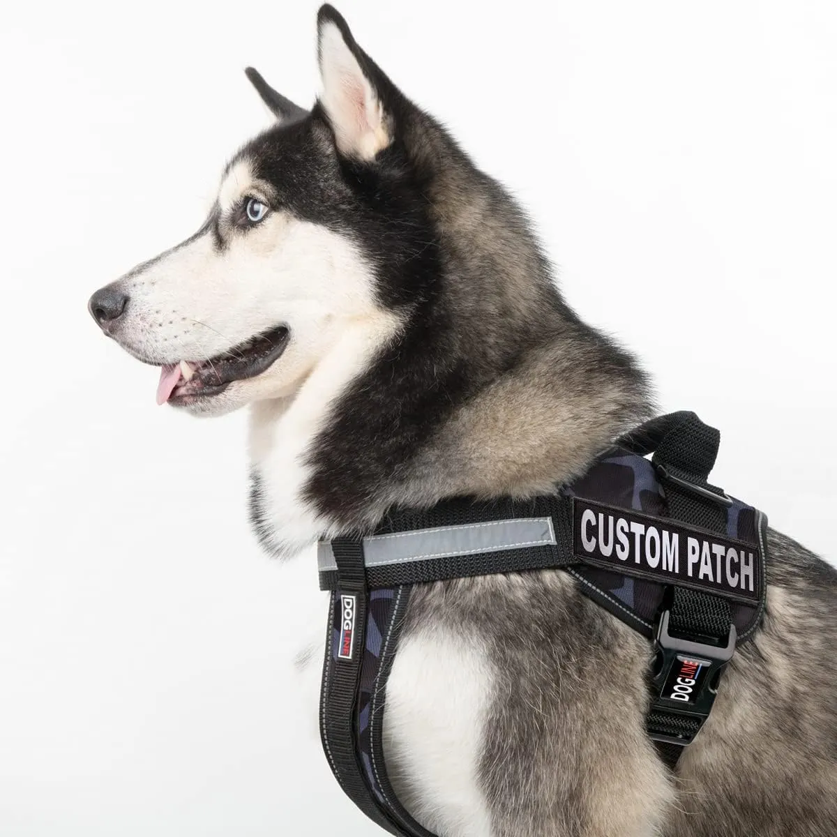 Dogline Custom Reflective Patch for Vest Harness Or Collar Customizable Text Personalized Patches with Hook Backing Name Service Dog in Training Emotional Support 2 Patches - 3" x 8"