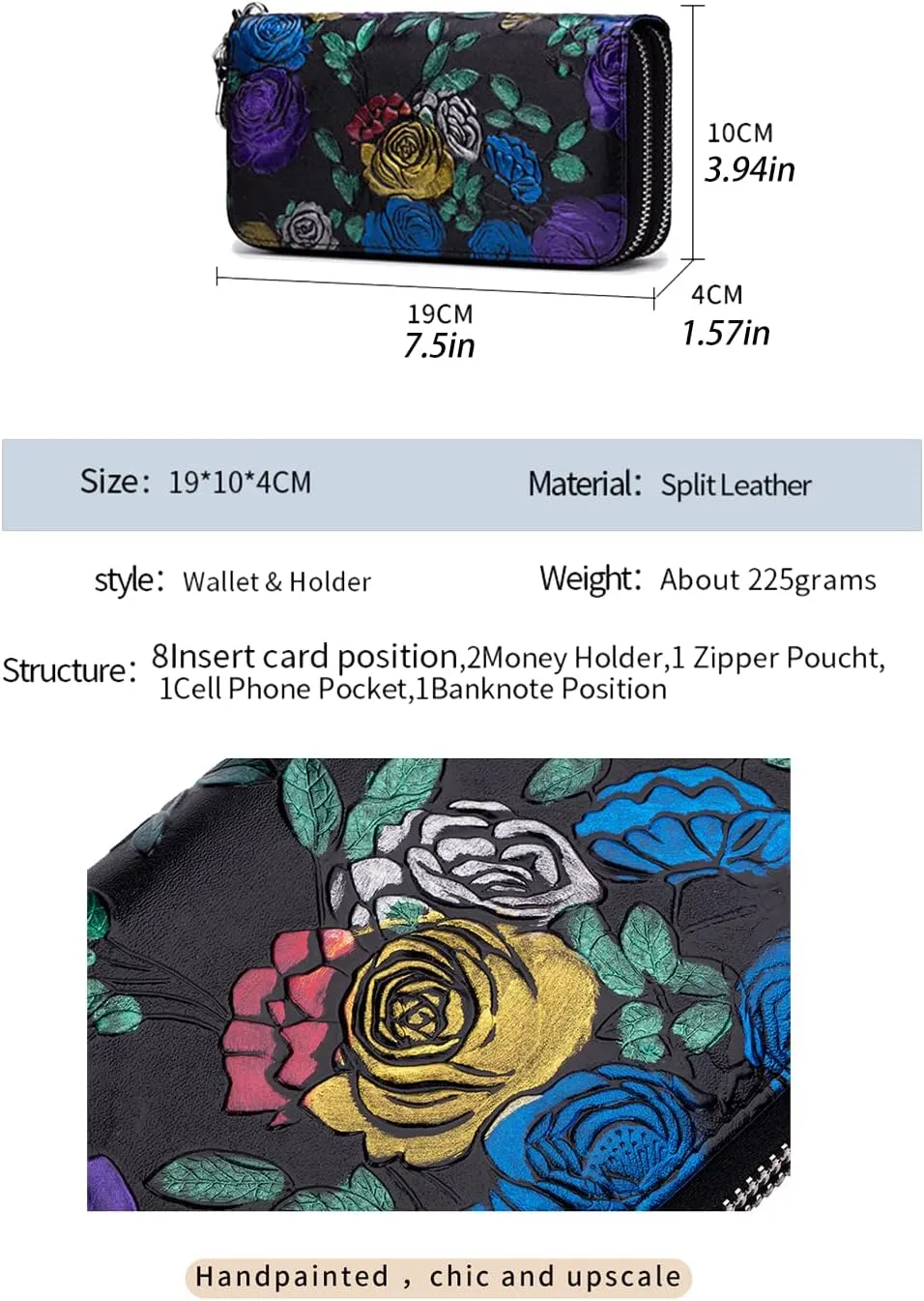 Double Zipper Long Clutch Wallet Cellphone Wallet,Womens Wallet Zip Around Card Holder Large Leather Phone Wristlet with RFID Blocking (Style-A)