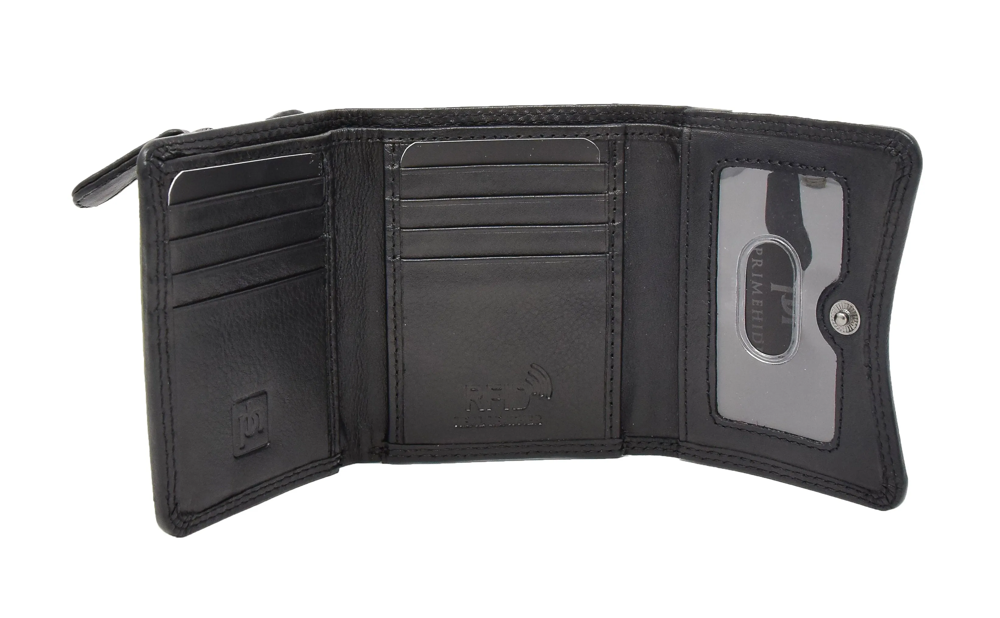 DR412 Women's Small Trifold Leather Purse Black