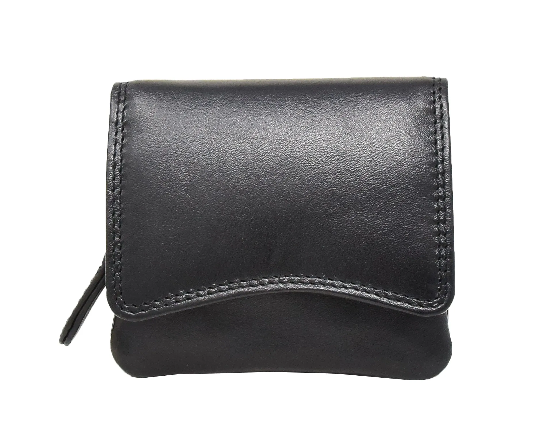DR412 Women's Small Trifold Leather Purse Black