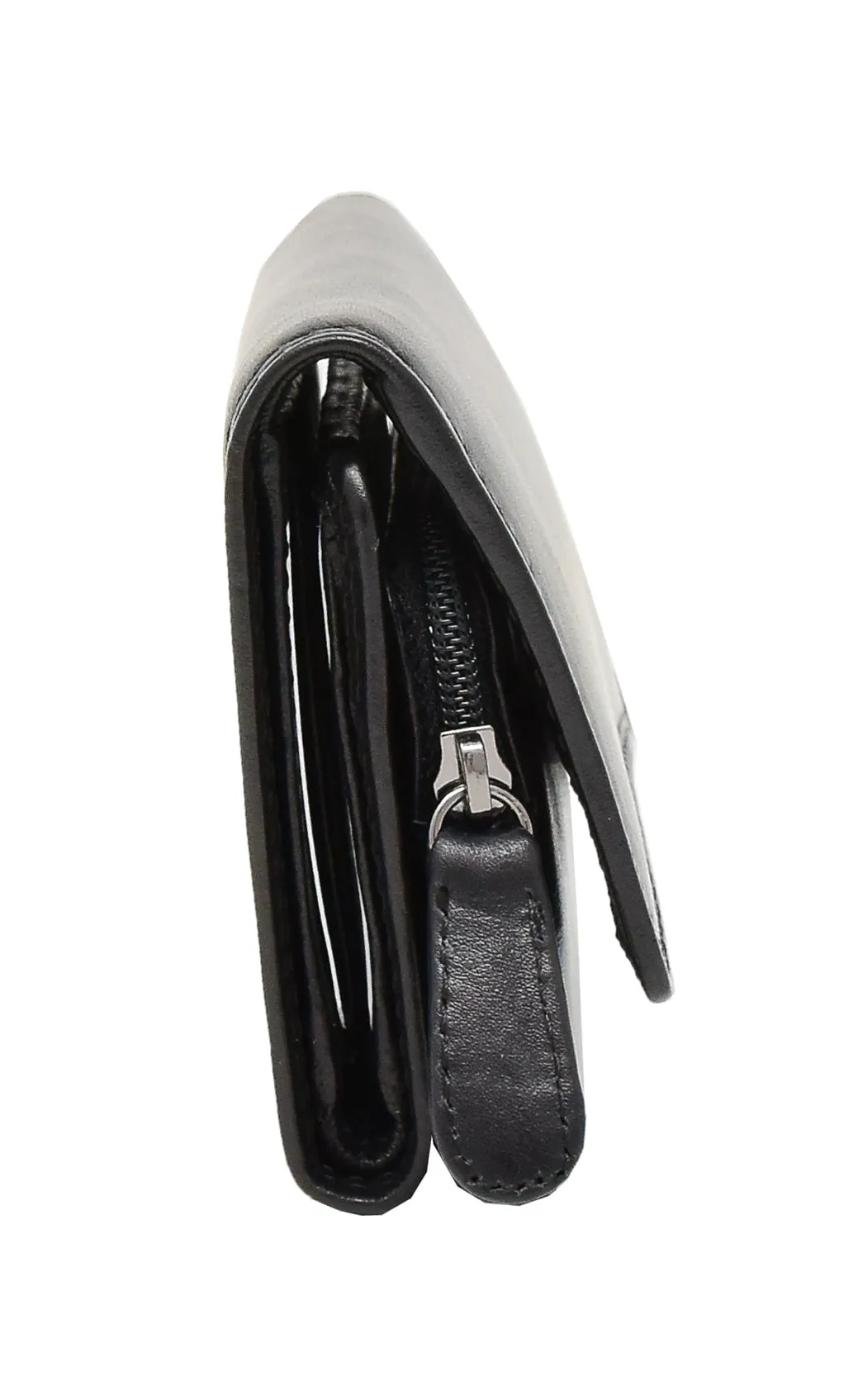 DR412 Women's Small Trifold Leather Purse Black
