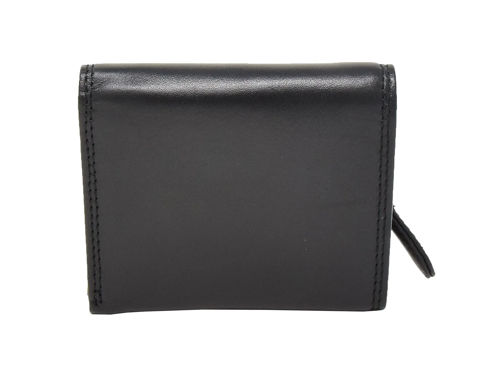 DR412 Women's Small Trifold Leather Purse Black