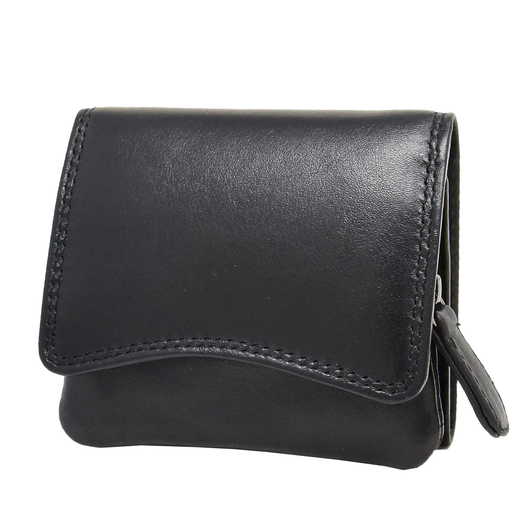 DR412 Women's Small Trifold Leather Purse Black