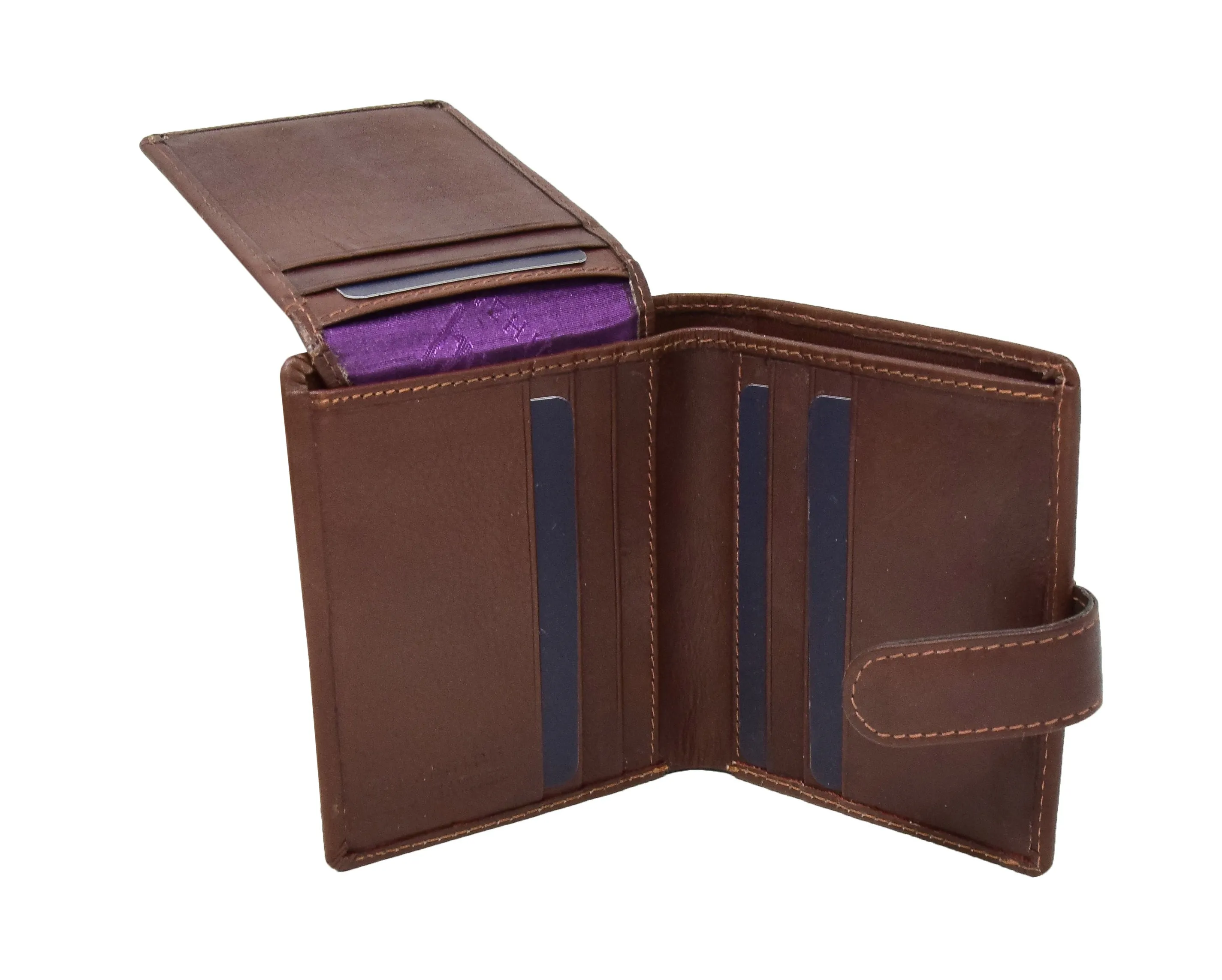 DR414 Small Leather Credit Card Wallet Brown