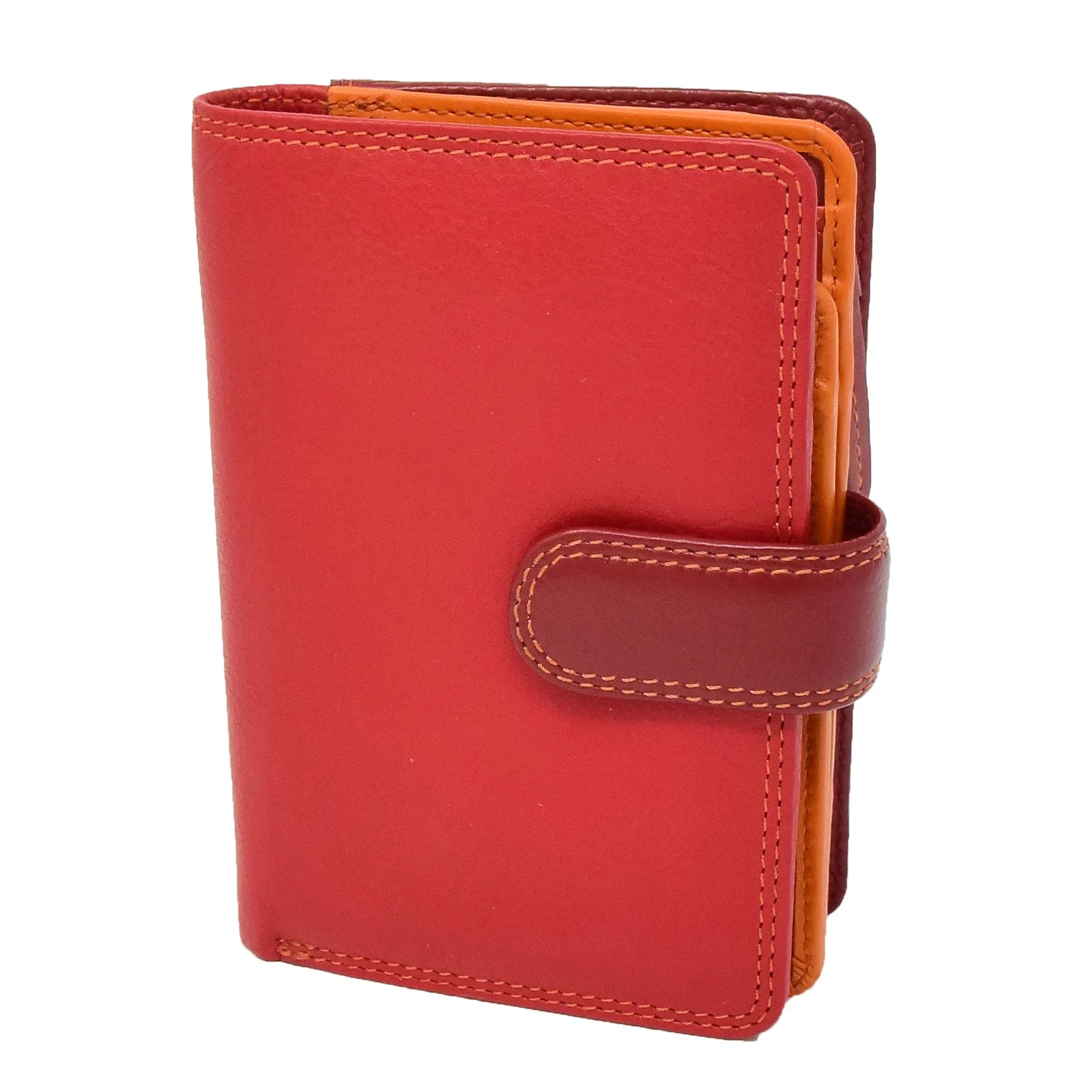 DR434 Women's Soft Leather Organiser Purse Red Multi