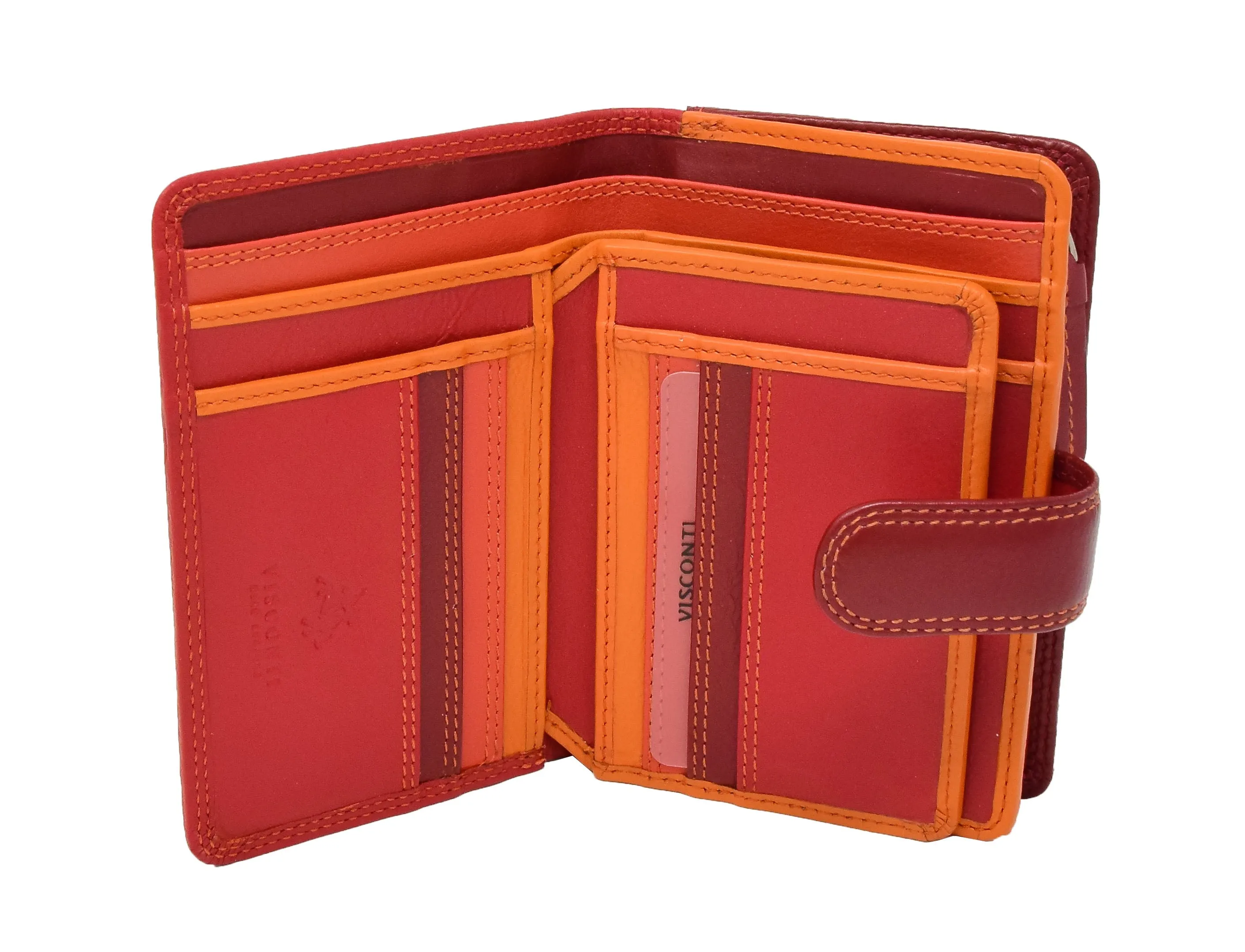 DR434 Women's Soft Leather Organiser Purse Red Multi