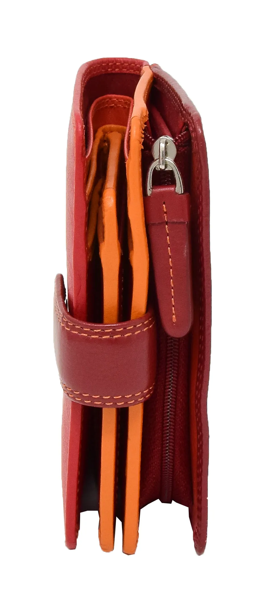 DR434 Women's Soft Leather Organiser Purse Red Multi