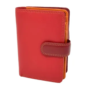 DR434 Women's Soft Leather Organiser Purse Red Multi