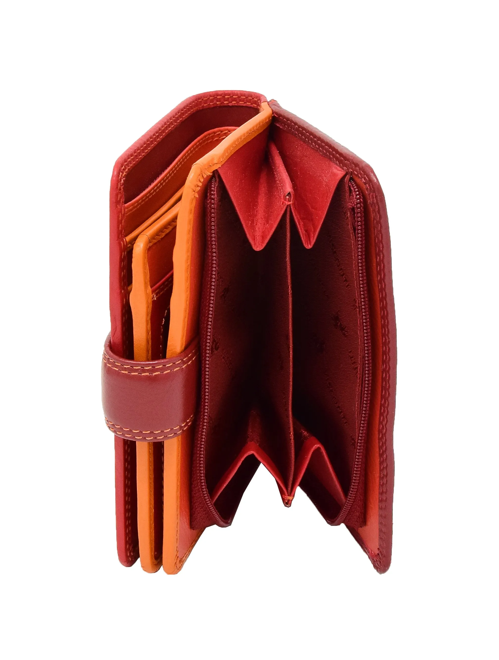DR434 Women's Soft Leather Organiser Purse Red Multi