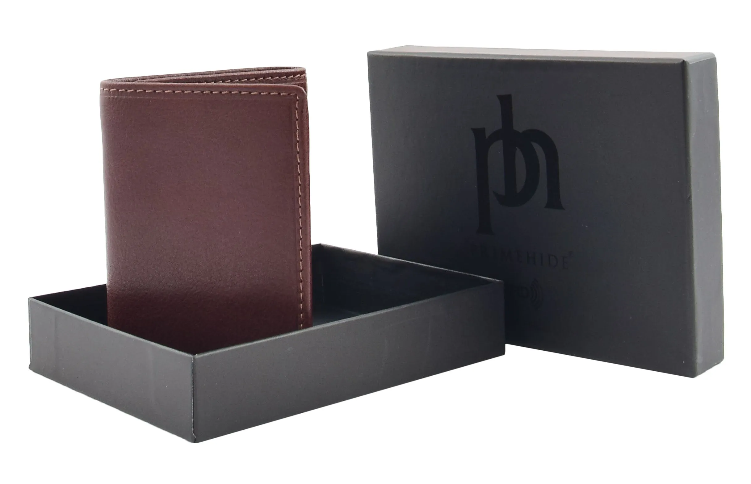DR439 Men's Trifold Leather Credit Card Wallet Brown