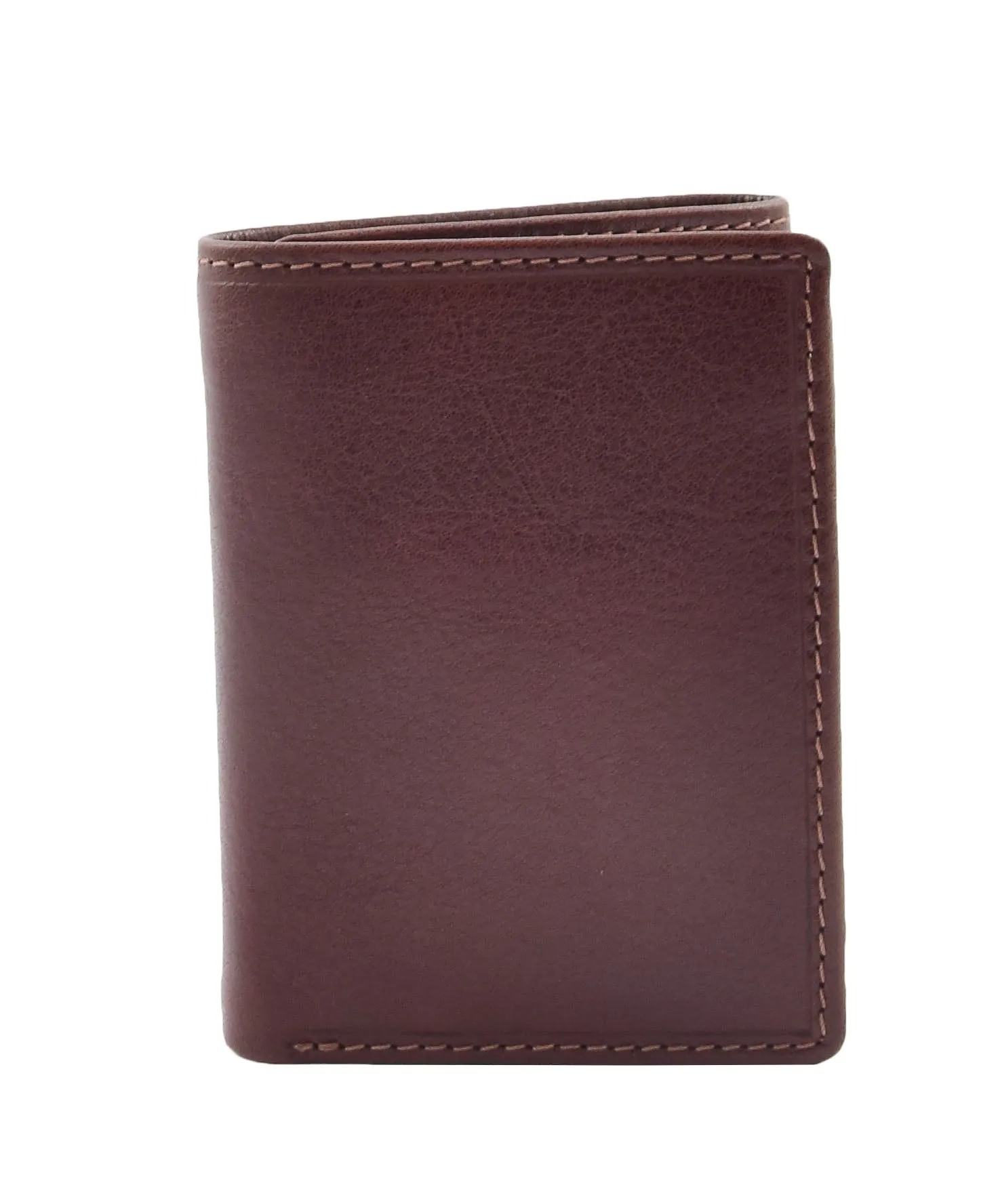 DR439 Men's Trifold Leather Credit Card Wallet Brown