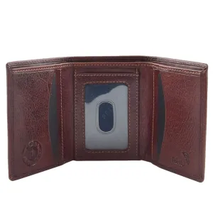 DR439 Men's Trifold Leather Credit Card Wallet Brown