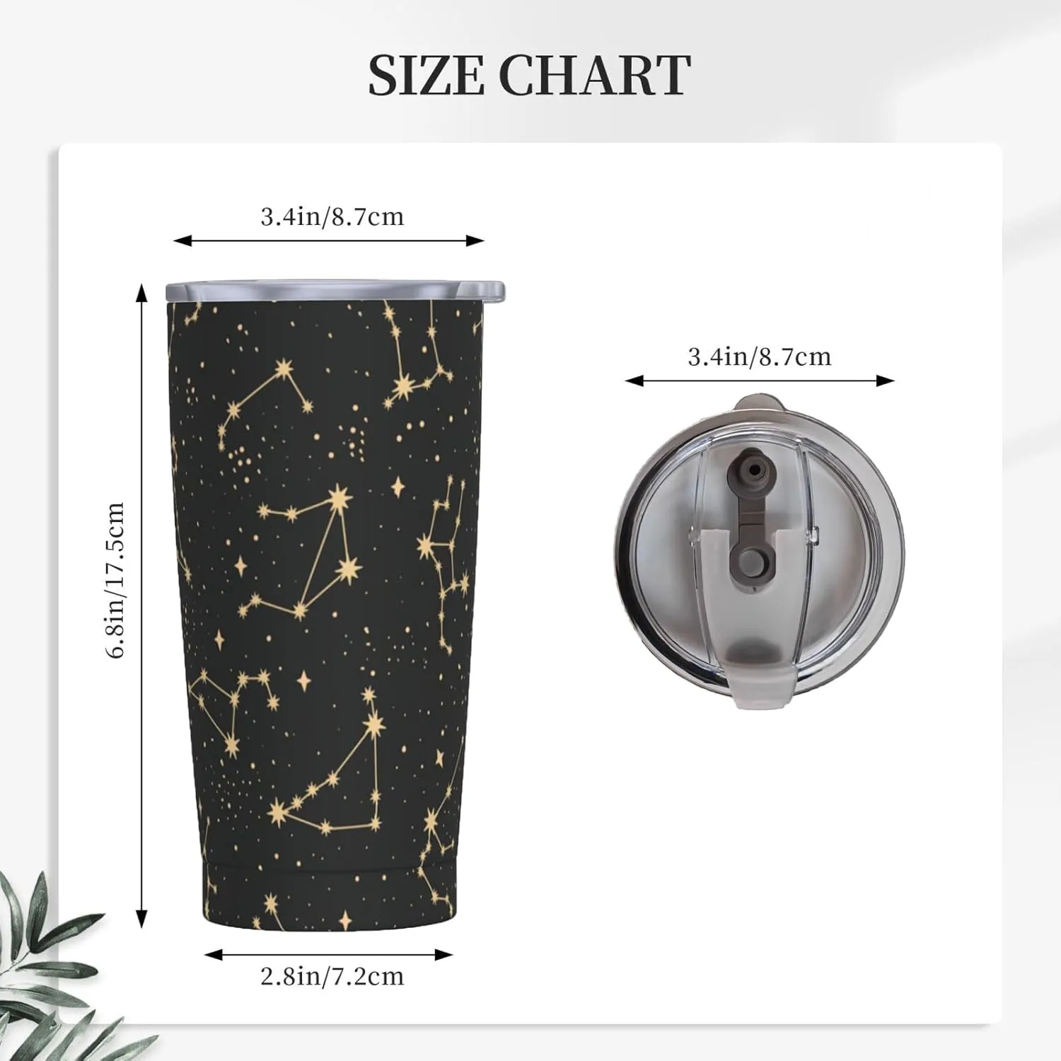 Drawing of The Constellations 20oz Tumbler Cup,Stainless Steel Thermal Vacuum Insulated with Lid Travel Coffee Mug,for Dad Mom Friends Coworkers