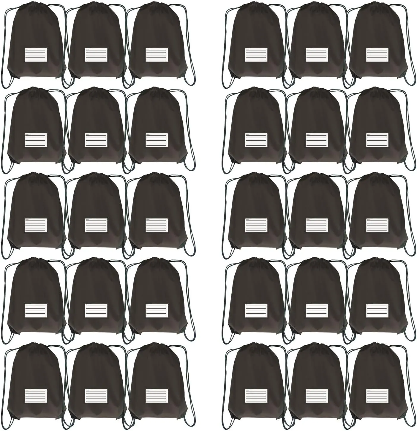 Drawstring Backpack Bulk 30 Packs Draw String Bags for Gym Sports Trip Pedestrianism Cinch Sack DIY for Women Men with Memo Card (Black)