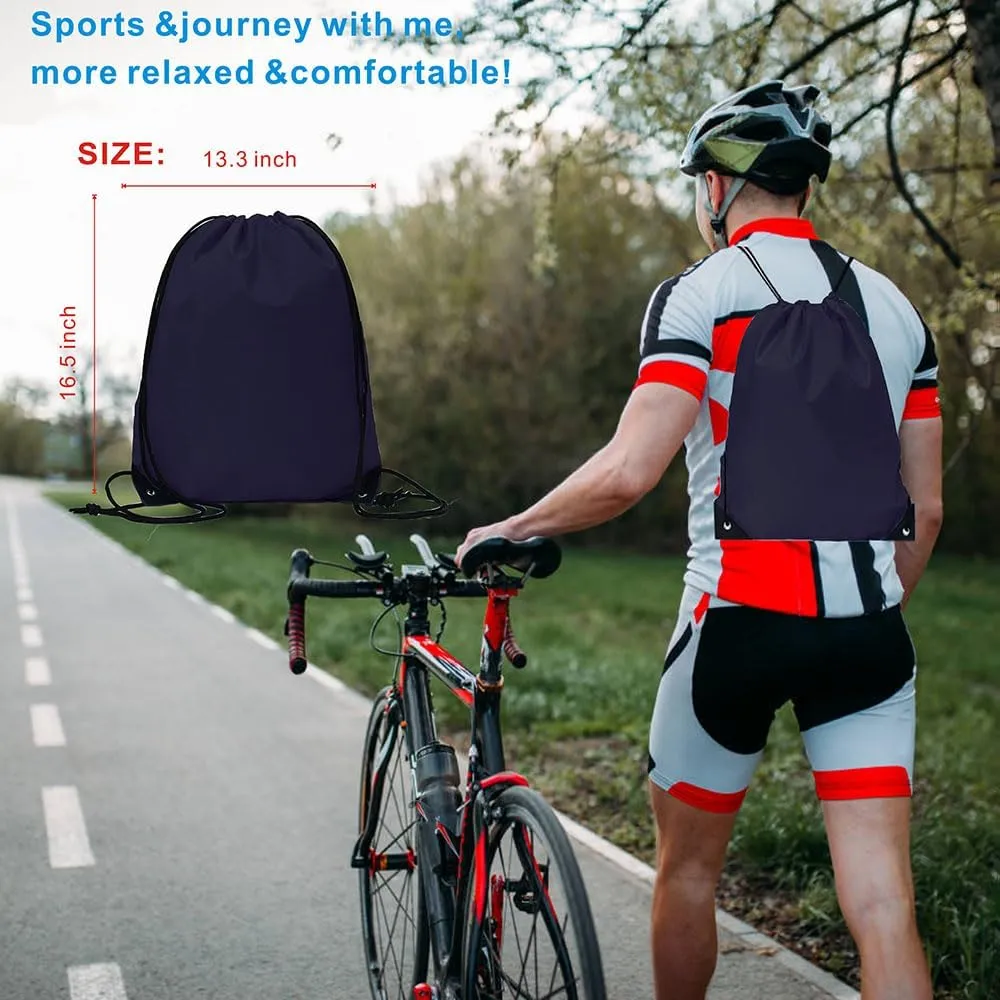 Drawstring Backpack Bulk 30 Packs Draw String Bags for Gym Sports Trip Pedestrianism Cinch Sack DIY for Women Men with Memo Card (Black)