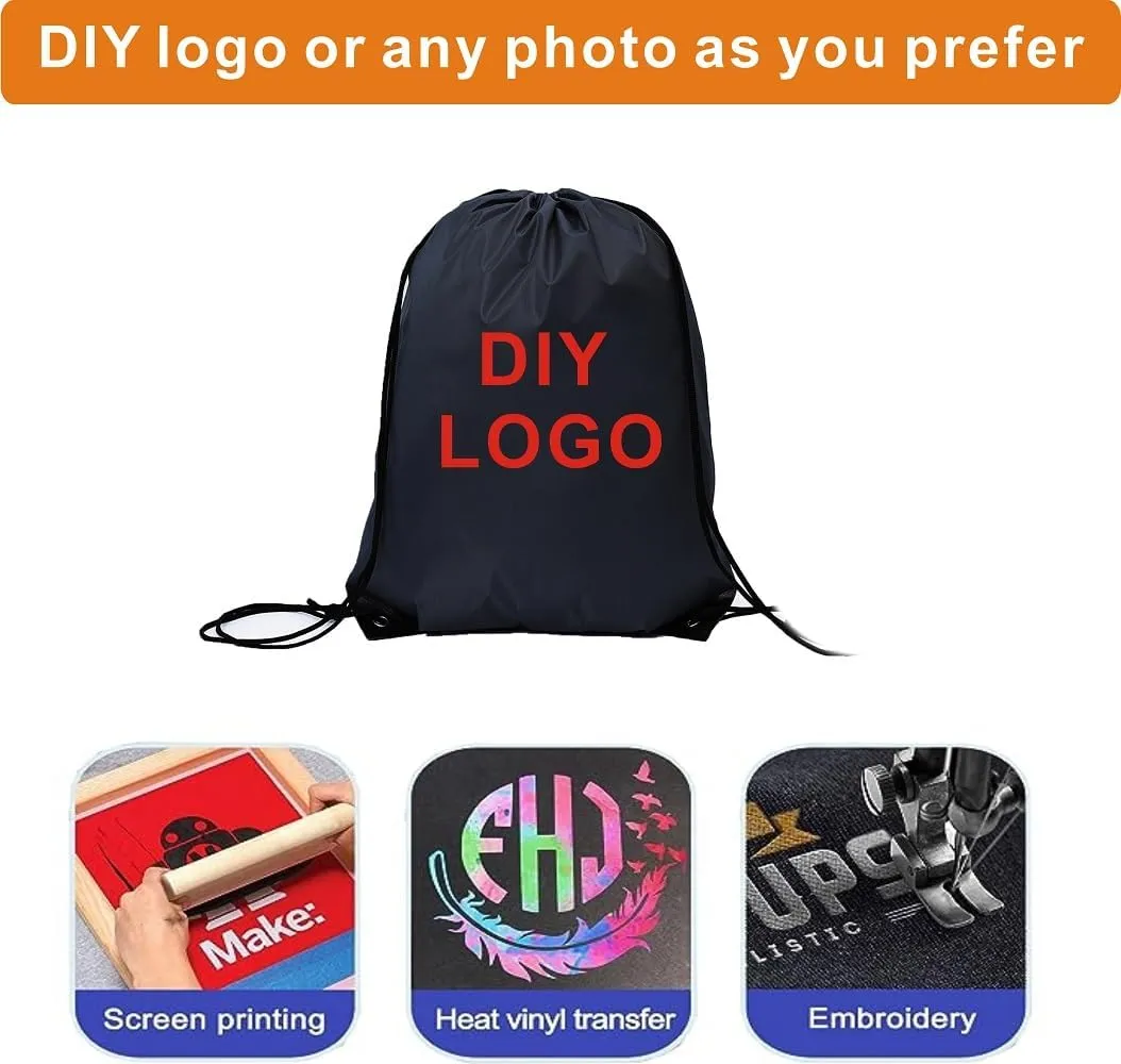 Drawstring Backpack Bulk 30 Packs Draw String Bags for Gym Sports Trip Pedestrianism Cinch Sack DIY for Women Men with Memo Card (Black)