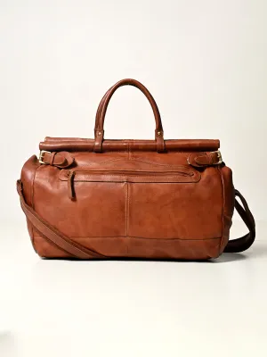 Drifter: Real Leather Tan Duffle Bag by Art N Vintage