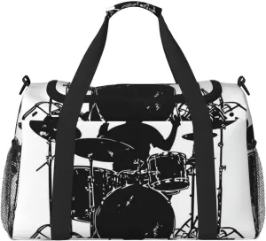 Drum Silhouette Travel Duffel Bag Tote Bag Sports Gym Bag For Women And Men