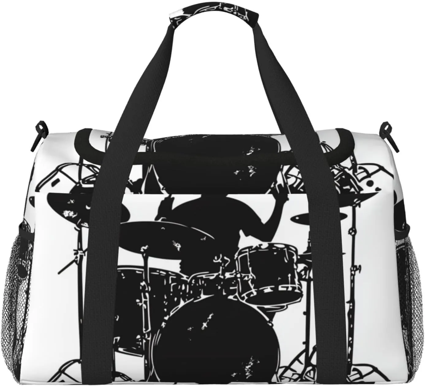 Drum Silhouette Travel Duffel Bag Tote Bag Sports Gym Bag For Women And Men