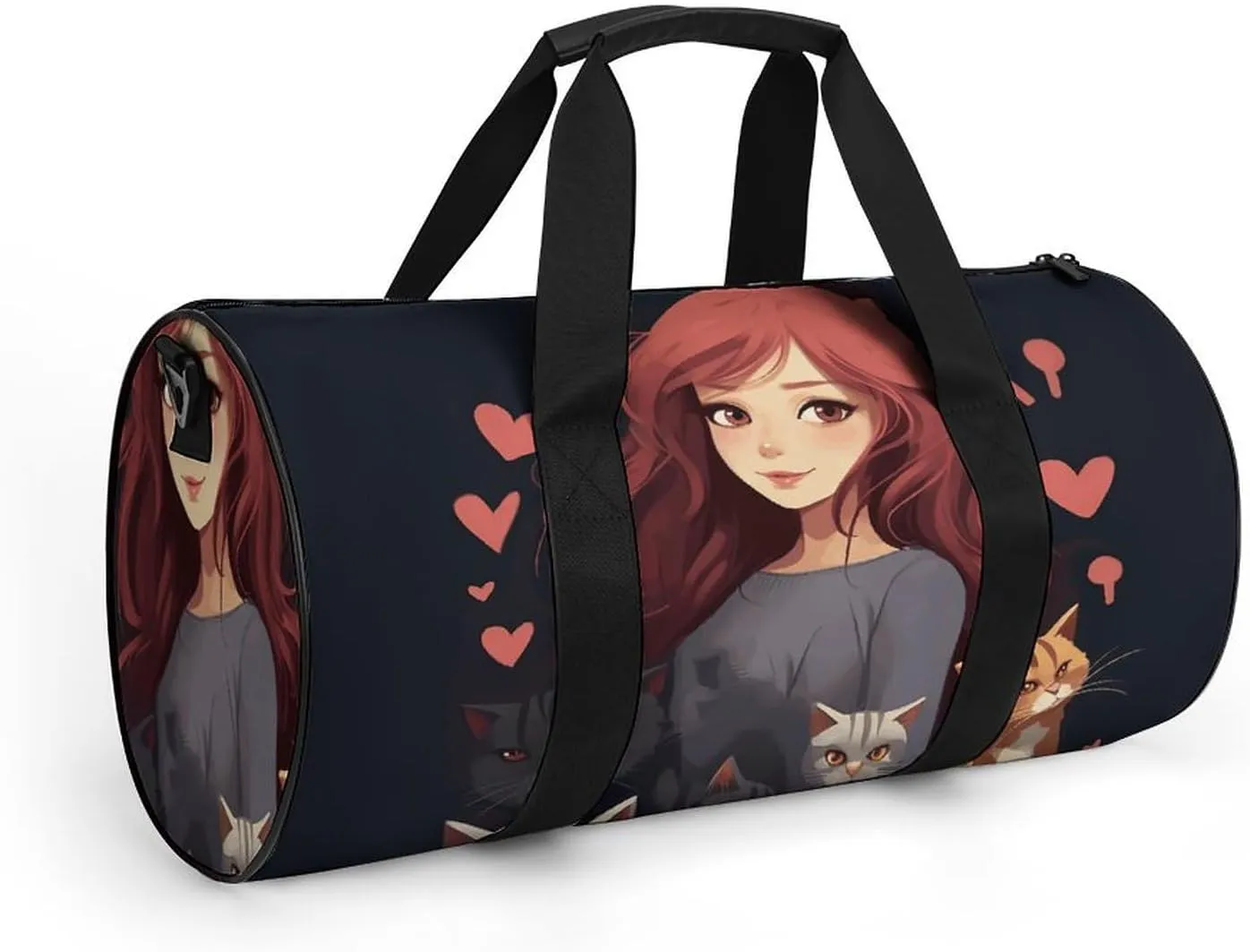 Duffel Bag for Men Women Gym Bag A Girl Who Loves Cats Travel Duffel Bag Waterproof Overnight Bag for Sports Workout