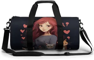 Duffel Bag for Men Women Gym Bag A Girl Who Loves Cats Travel Duffel Bag Waterproof Overnight Bag for Sports Workout