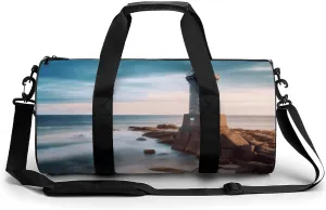Duffel Bag for Men Women Gym Bag Beach Lighthouse Travel Duffel Bag Waterproof Overnight Bag for Sports Workout