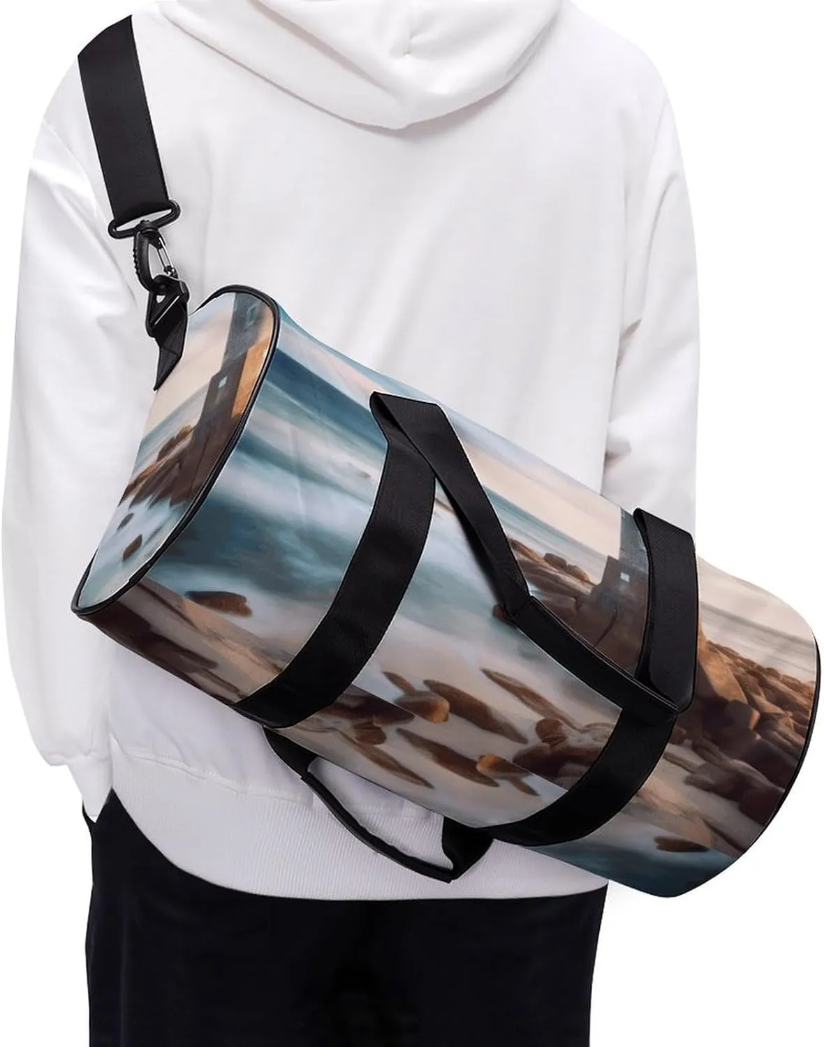 Duffel Bag for Men Women Gym Bag Beach Lighthouse Travel Duffel Bag Waterproof Overnight Bag for Sports Workout