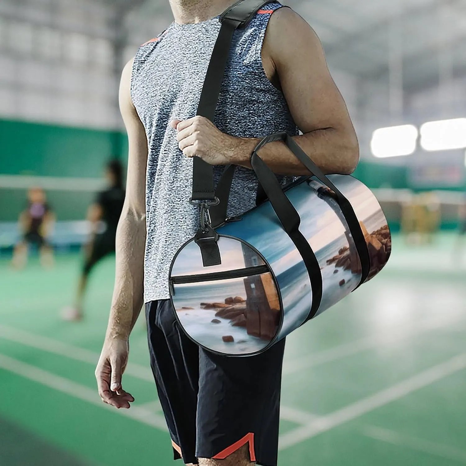 Duffel Bag for Men Women Gym Bag Beach Lighthouse Travel Duffel Bag Waterproof Overnight Bag for Sports Workout