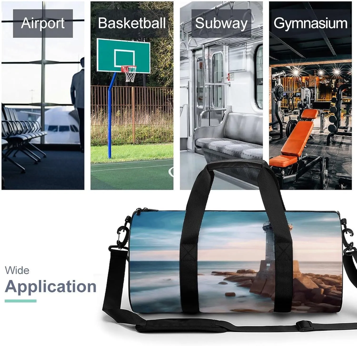 Duffel Bag for Men Women Gym Bag Beach Lighthouse Travel Duffel Bag Waterproof Overnight Bag for Sports Workout