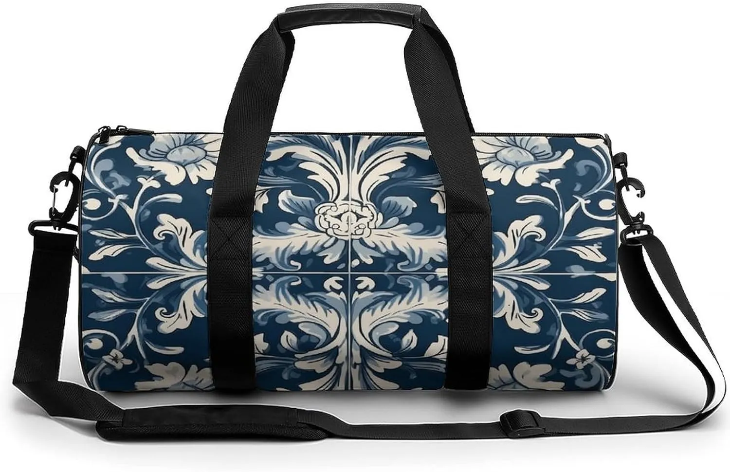 Duffel Bag for Men Women Gym Bag Blue And White Pattern Travel Duffel Bag Waterproof Overnight Bag for Sports Workout