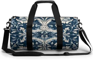 Duffel Bag for Men Women Gym Bag Blue And White Pattern Travel Duffel Bag Waterproof Overnight Bag for Sports Workout