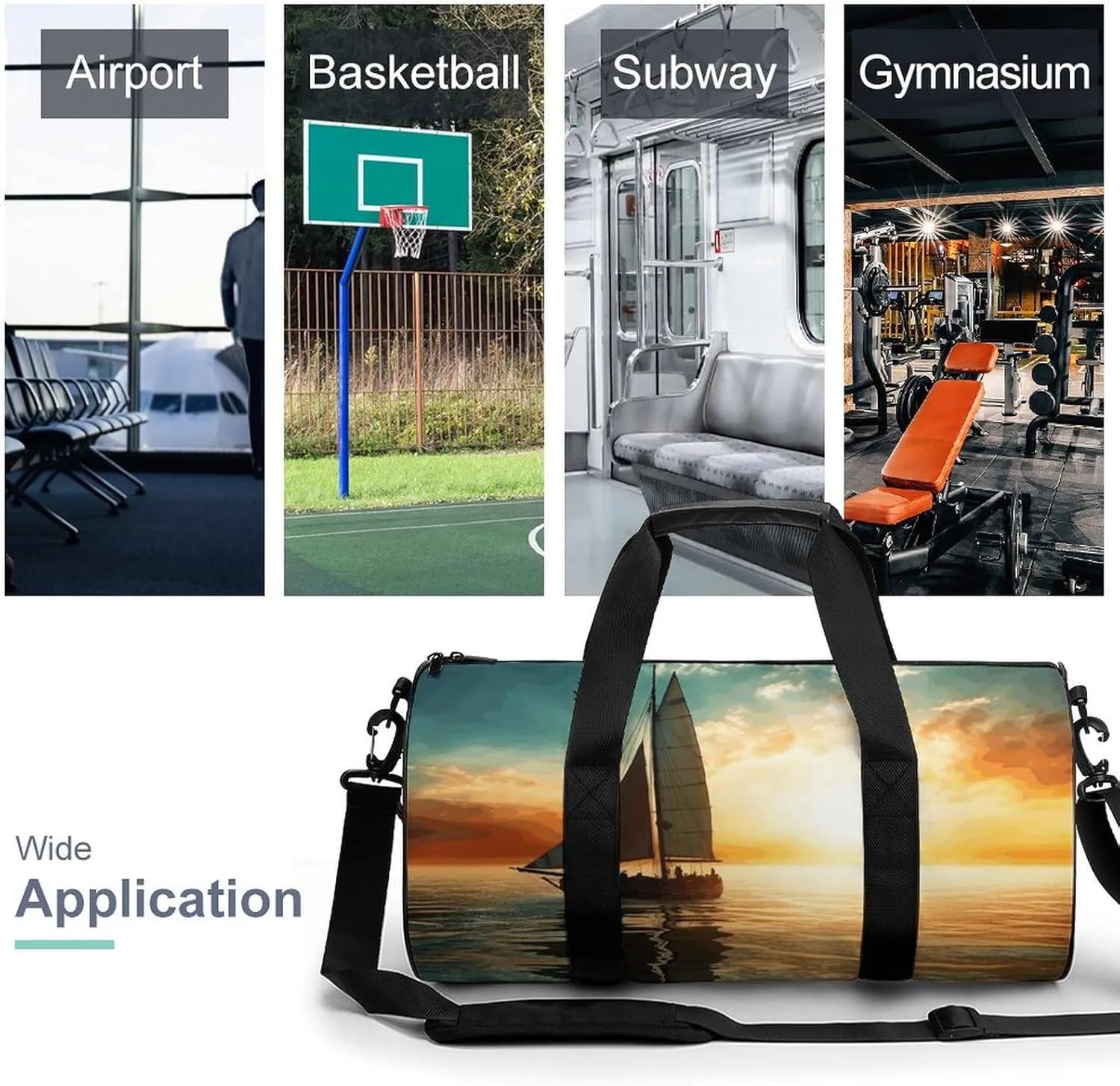 Duffel Bag for Men Women Gym Bag Boat on The Ocean Travel Duffel Bag Waterproof Overnight Bag for Sports Workout