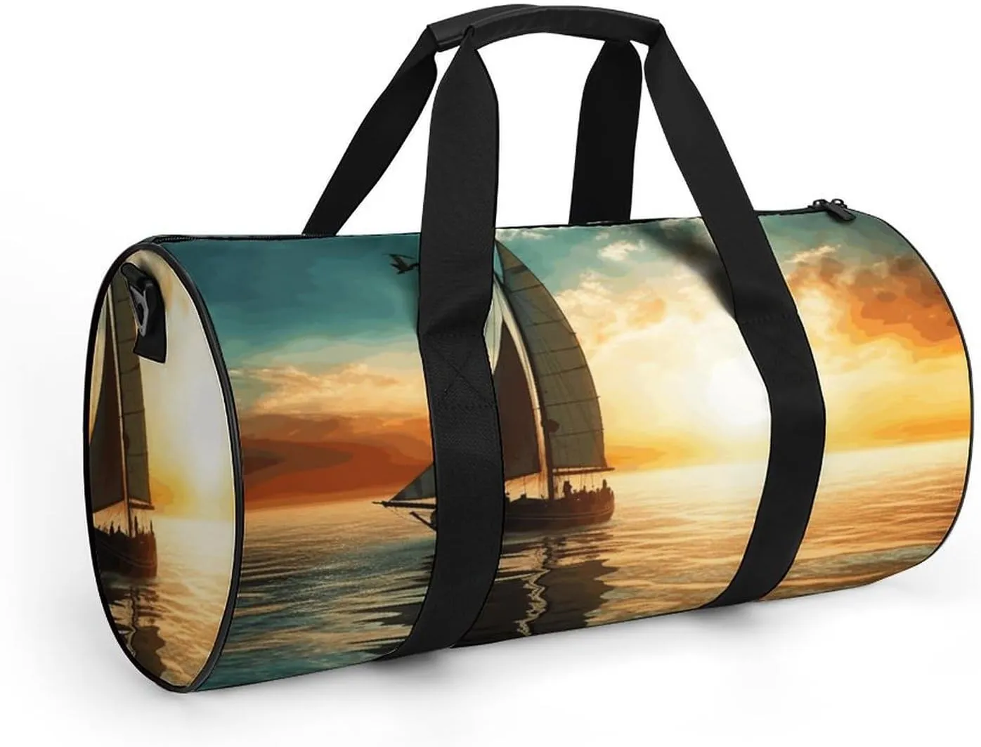 Duffel Bag for Men Women Gym Bag Boat on The Ocean Travel Duffel Bag Waterproof Overnight Bag for Sports Workout