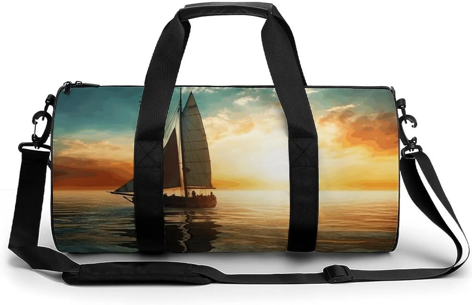 Duffel Bag for Men Women Gym Bag Boat on The Ocean Travel Duffel Bag Waterproof Overnight Bag for Sports Workout