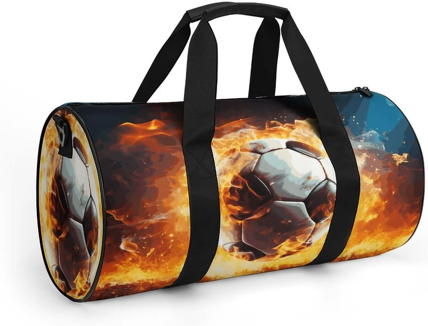 Duffel Bag for Men Women Gym Bag Burning Soccer Ball Travel Duffel Bag Waterproof Overnight Bag for Sports Workout