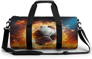 Duffel Bag for Men Women Gym Bag Burning Soccer Ball Travel Duffel Bag Waterproof Overnight Bag for Sports Workout