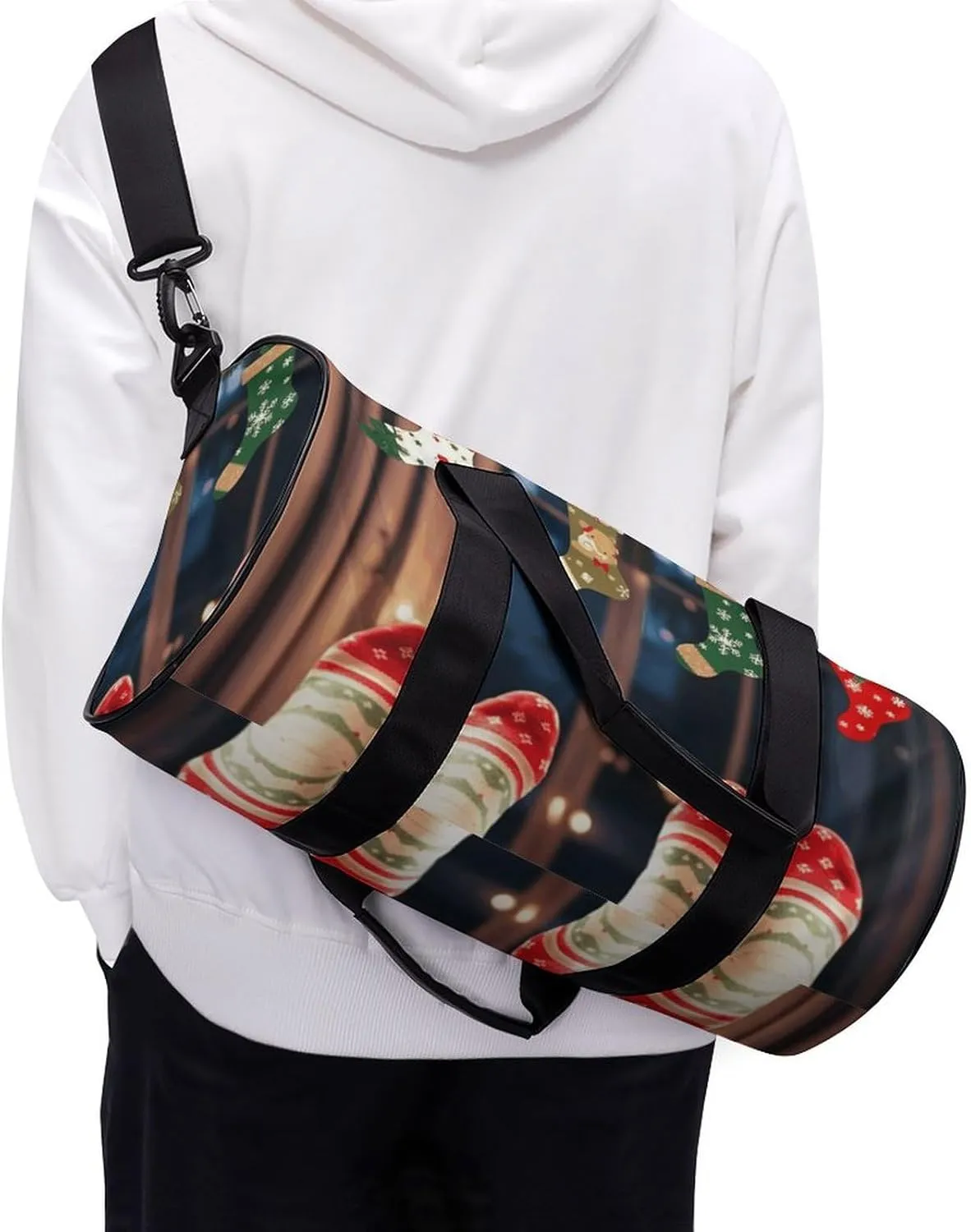 Duffel Bag for Men Women Gym Bag Christmas Socks Xmas Party Travel Duffel Bag Waterproof Overnight Bag for Sports Workout