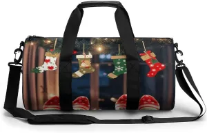 Duffel Bag for Men Women Gym Bag Christmas Socks Xmas Party Travel Duffel Bag Waterproof Overnight Bag for Sports Workout