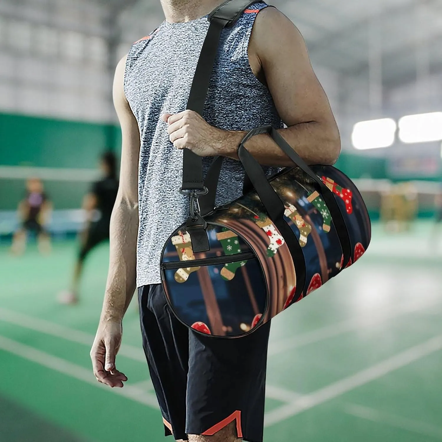 Duffel Bag for Men Women Gym Bag Christmas Socks Xmas Party Travel Duffel Bag Waterproof Overnight Bag for Sports Workout