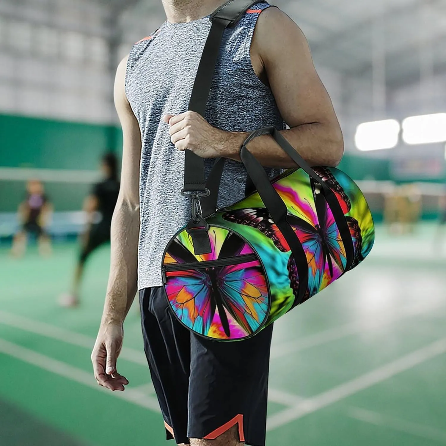 Duffel Bag for Men Women Gym Bag Colorful Butterfly Travel Duffel Bag Waterproof Overnight Bag for Sports Workout