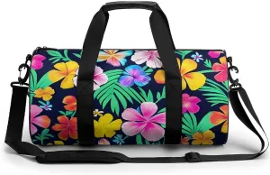 Duffel Bag for Men Women Gym Bag Colorful Flowers Travel Duffel Bag Waterproof Overnight Bag for Sports Workout