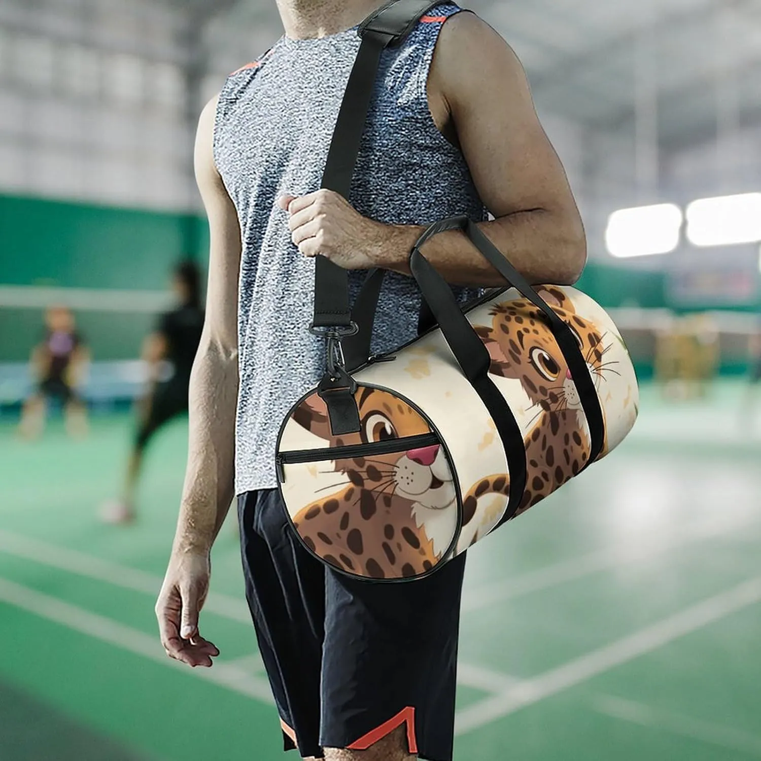 Duffel Bag for Men Women Gym Bag Cute Baby Jaguar Travel Duffel Bag Waterproof Overnight Bag for Sports Workout