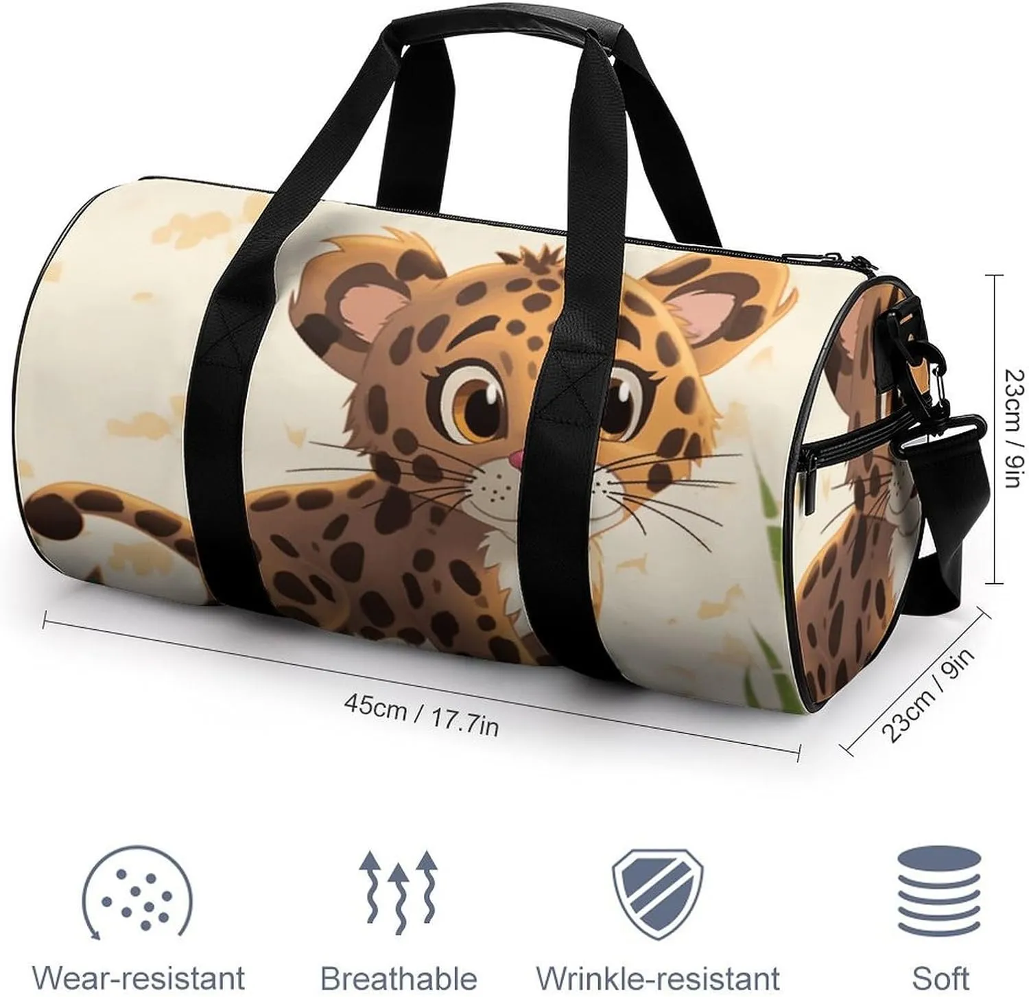 Duffel Bag for Men Women Gym Bag Cute Baby Jaguar Travel Duffel Bag Waterproof Overnight Bag for Sports Workout