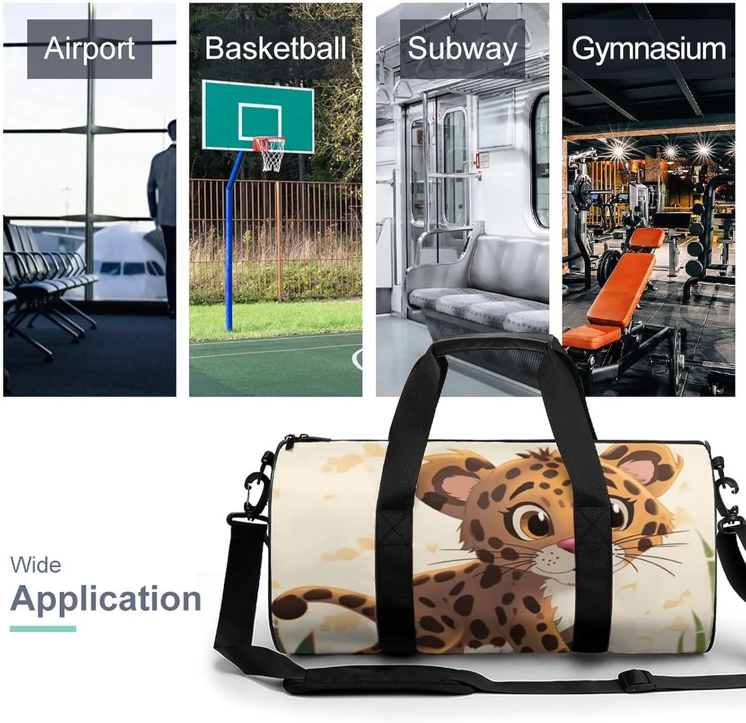 Duffel Bag for Men Women Gym Bag Cute Baby Jaguar Travel Duffel Bag Waterproof Overnight Bag for Sports Workout