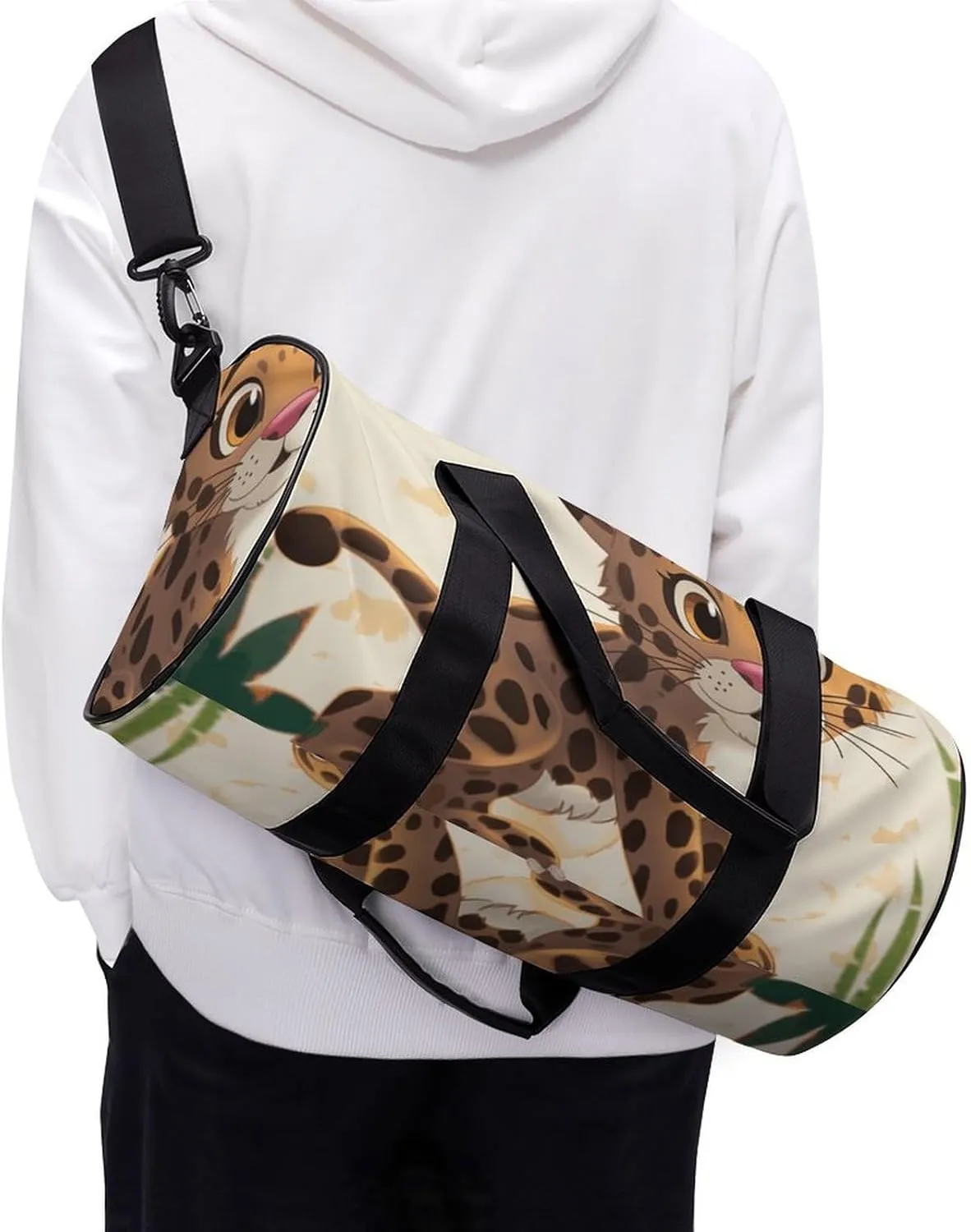 Duffel Bag for Men Women Gym Bag Cute Baby Jaguar Travel Duffel Bag Waterproof Overnight Bag for Sports Workout