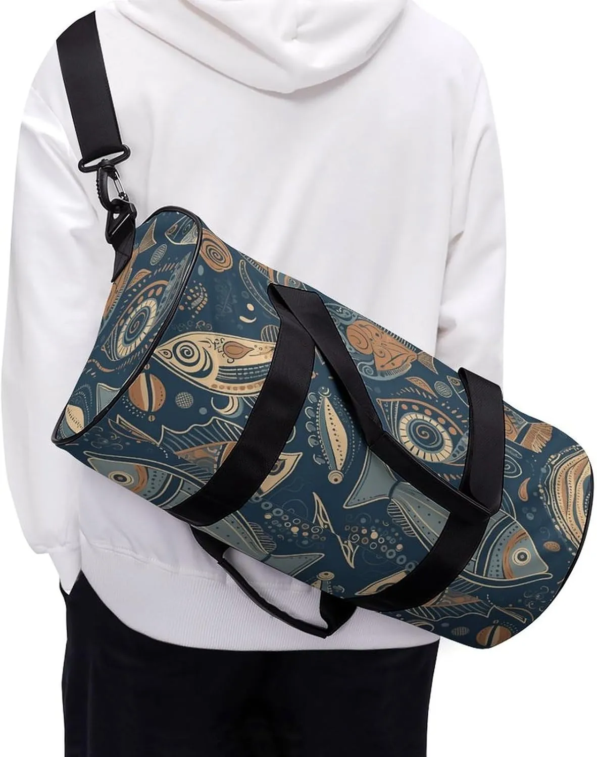 Duffel Bag for Men Women Gym Bag Different Fish Patterns Travel Duffel Bag Waterproof Overnight Bag for Sports Workout