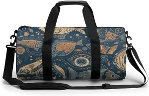 Duffel Bag for Men Women Gym Bag Different Fish Patterns Travel Duffel Bag Waterproof Overnight Bag for Sports Workout